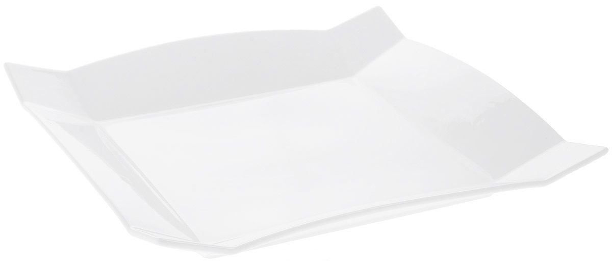 Wilmax White Square Platter measuring 11.5 inches, elegantly designed for serving various dishes.