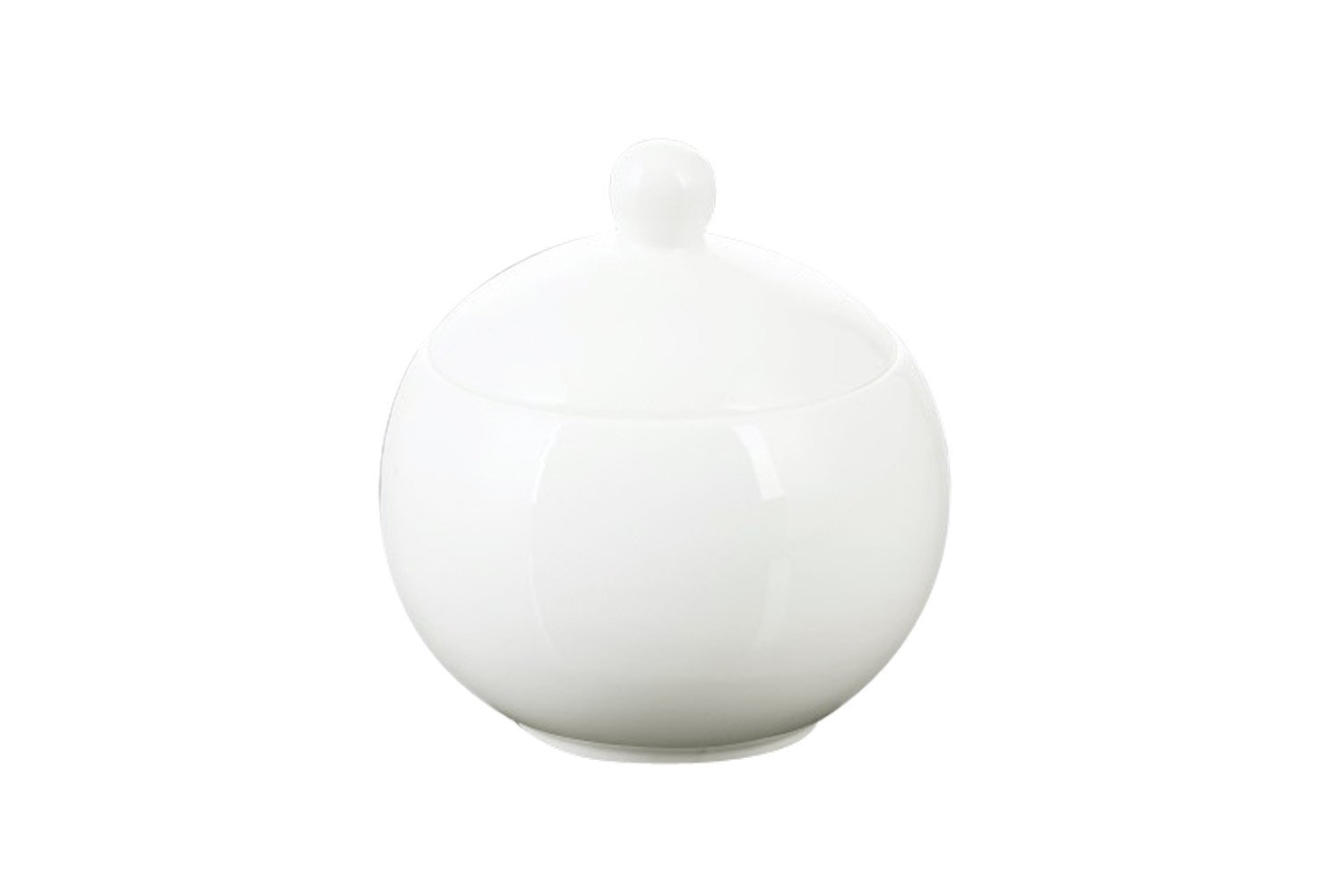 Wilmax White Sugar Bowl, 11 oz, round with lid, made of durable porcelain, featuring a glossy white glaze.