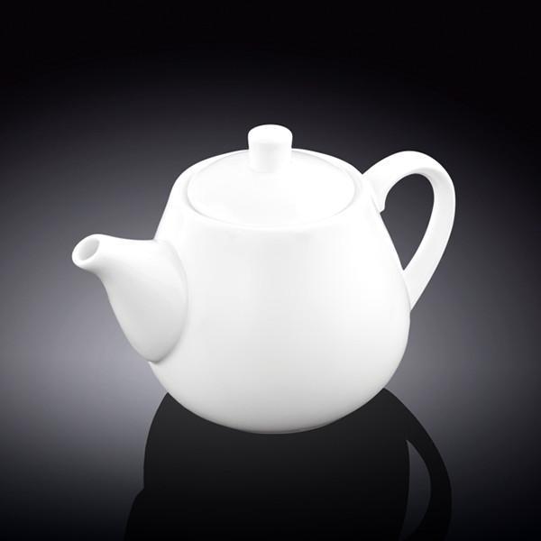 Elegant WILMAX White Teapot, 17 oz, made of fine porcelain with a built-in strainer and lid lock.