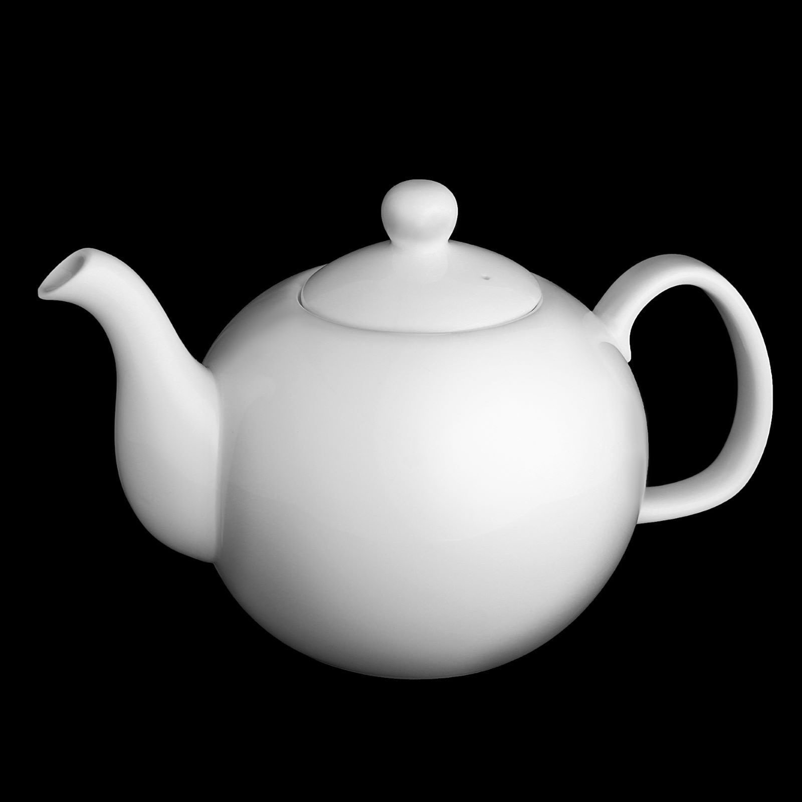 Elegant white teapot made of fine porcelain, featuring a strainer, lid lock, and vent hole, perfect for serving tea.