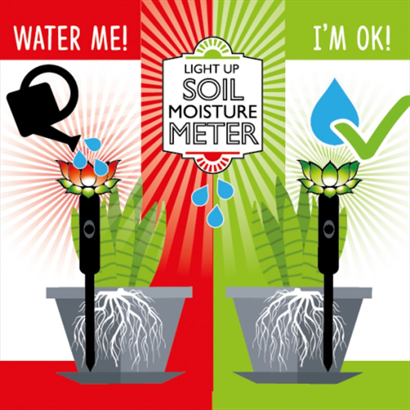 Wicked Waterers Flower Moisture Sensor with Rose and Lotus designs, indicating soil moisture levels.