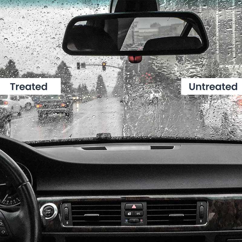 Windshield Defender™ Kit with cleaning tools and rain-repellent towelettes for enhanced visibility and safety.