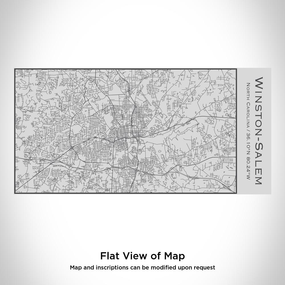 Custom engraved insulated bottle featuring a map of Winston-Salem, North Carolina, with coordinates.