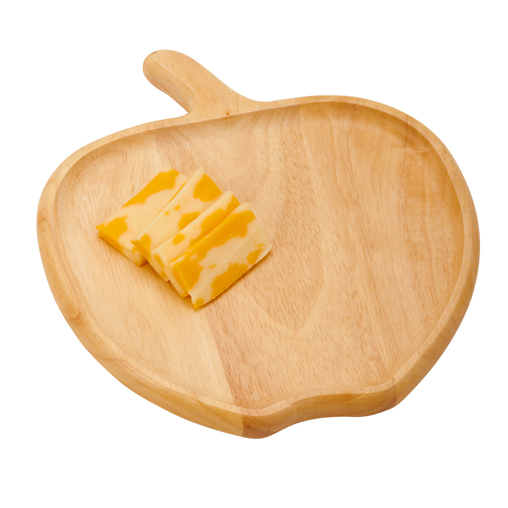 A beautifully crafted wood apple-shaped serving dish, perfect for snacks and appetizers.