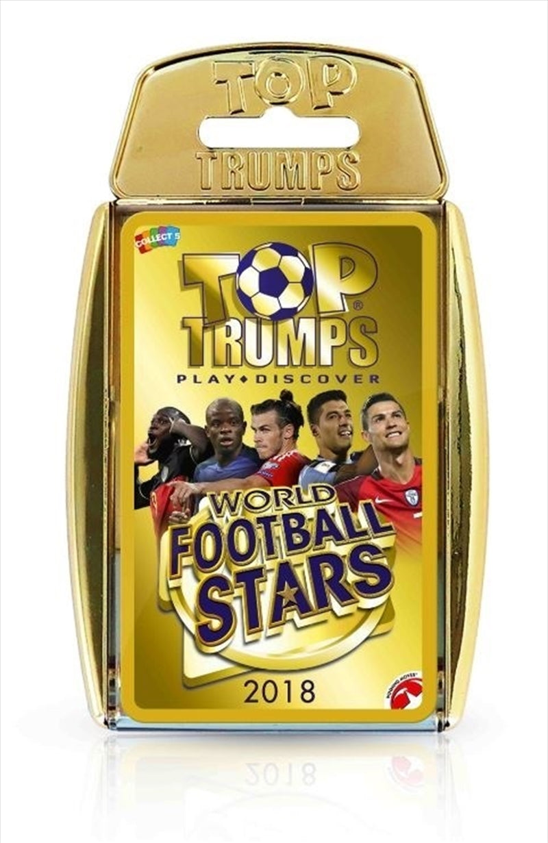 A colorful display of World Football Stars - A League Top Trumps cards featuring various football players.