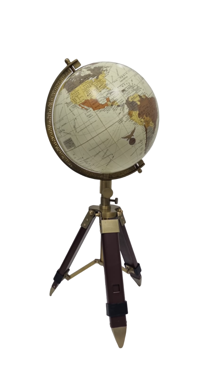 Handcrafted 600mm World Globe with antique finish, showcasing detailed geographical features.