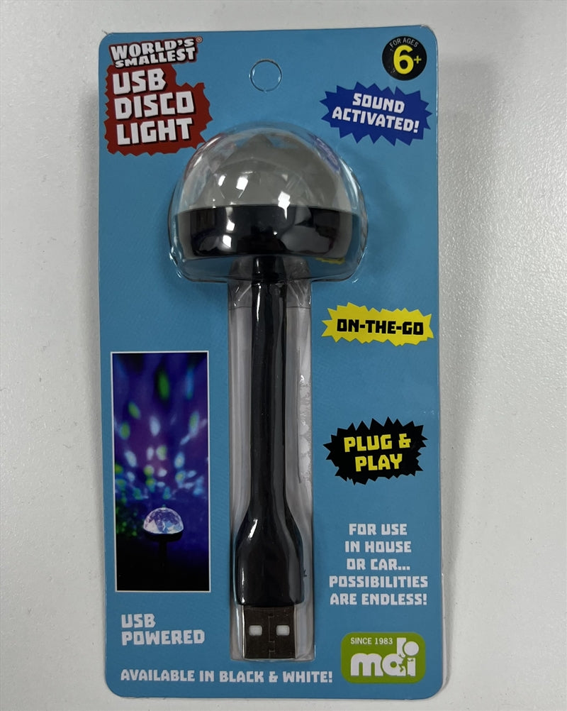 A compact USB disco light emitting colorful lights, perfect for parties.