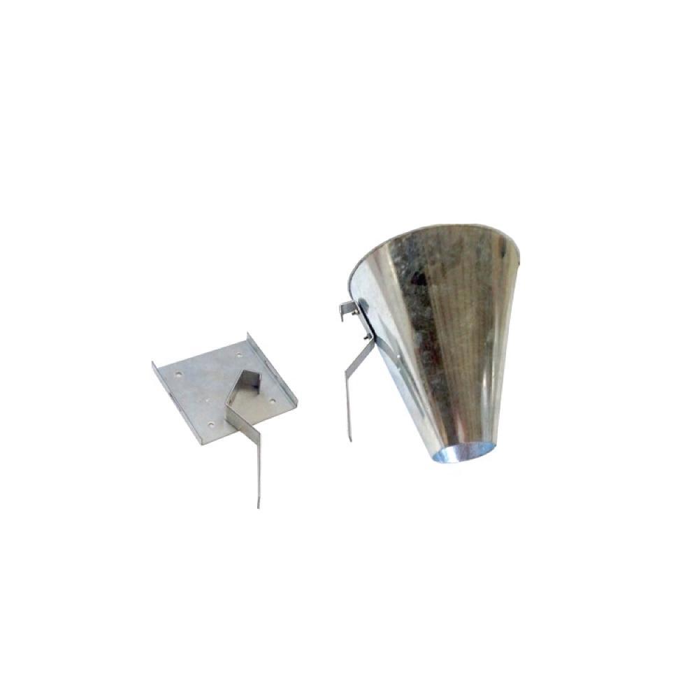 XL Chicken Kill Cone made of stainless steel, designed for humane poultry dispatching, featuring a wall mount and hook for easy installation.