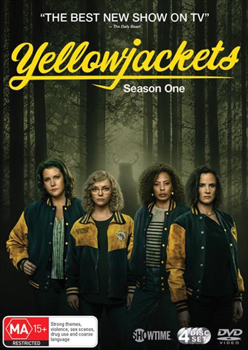 Yellowjackets Season 1 DVD cover featuring a haunting wilderness scene with the main characters.