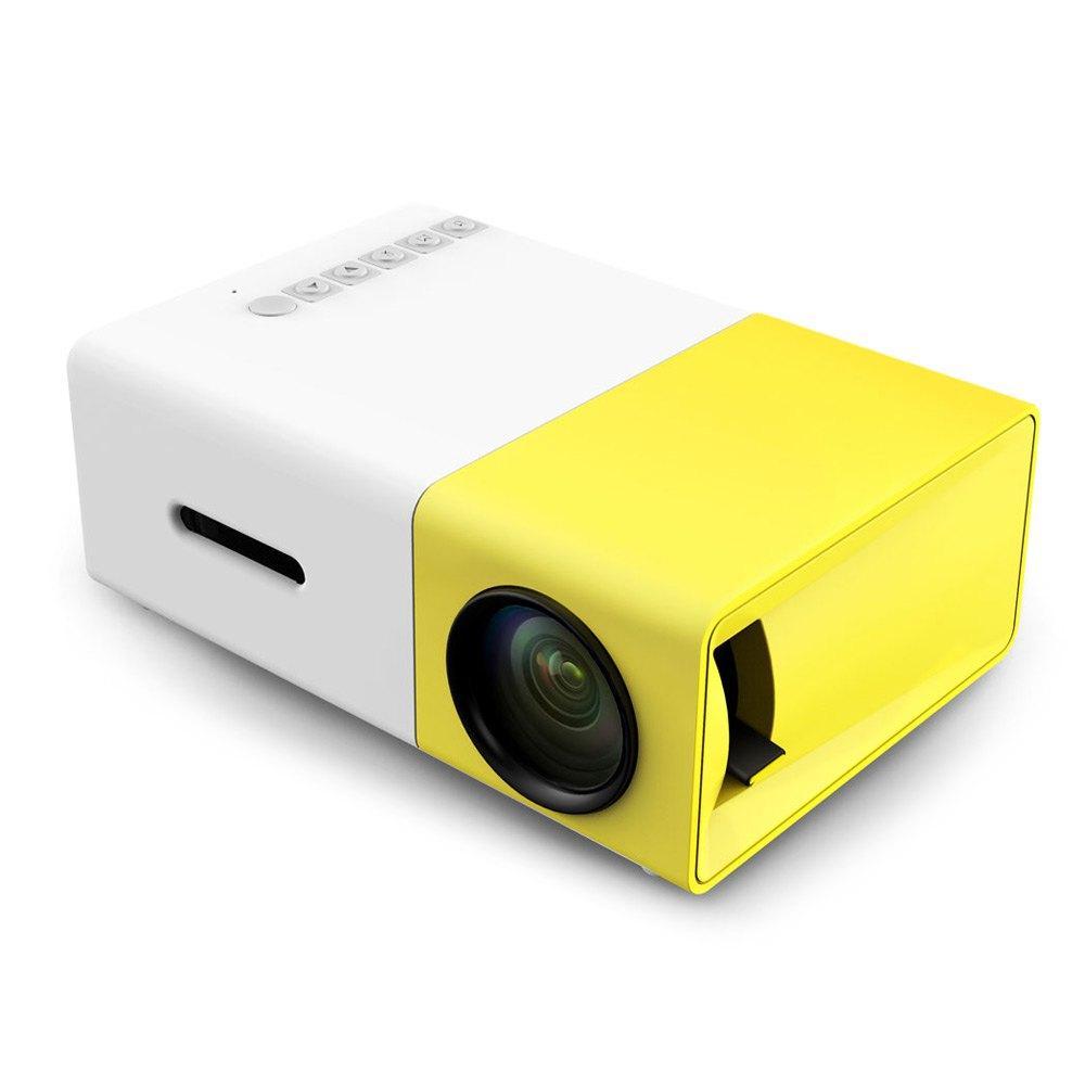 YG300 LED Portable Projector showcasing its compact design and vibrant multicolor options, ideal for home theater and outdoor use.