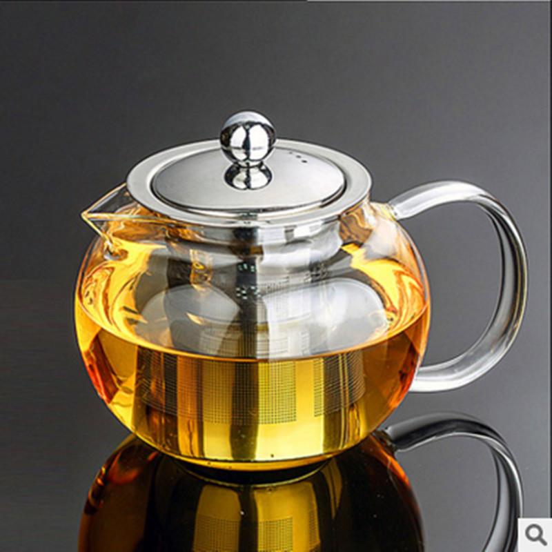 YGS-Y254 Heat Resistant Glass Tea Pot with stainless steel infuser, elegantly designed for tea lovers.