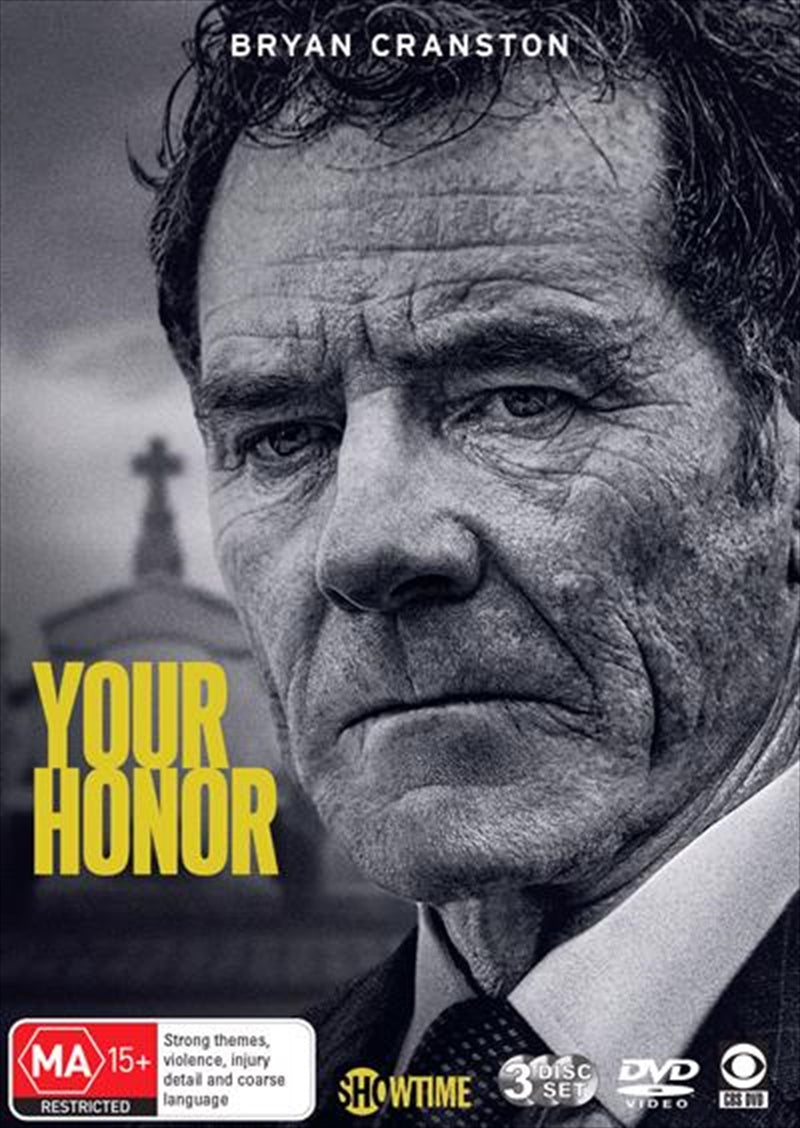 Your Honor - Season 1 DVD cover featuring Bryan Cranston as a judge, showcasing intense courtroom drama.