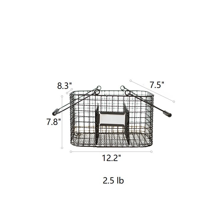 Zakka Multifunctional Wire Organizer Basket in dark gray and black, showcasing its compact design and sturdy handle.