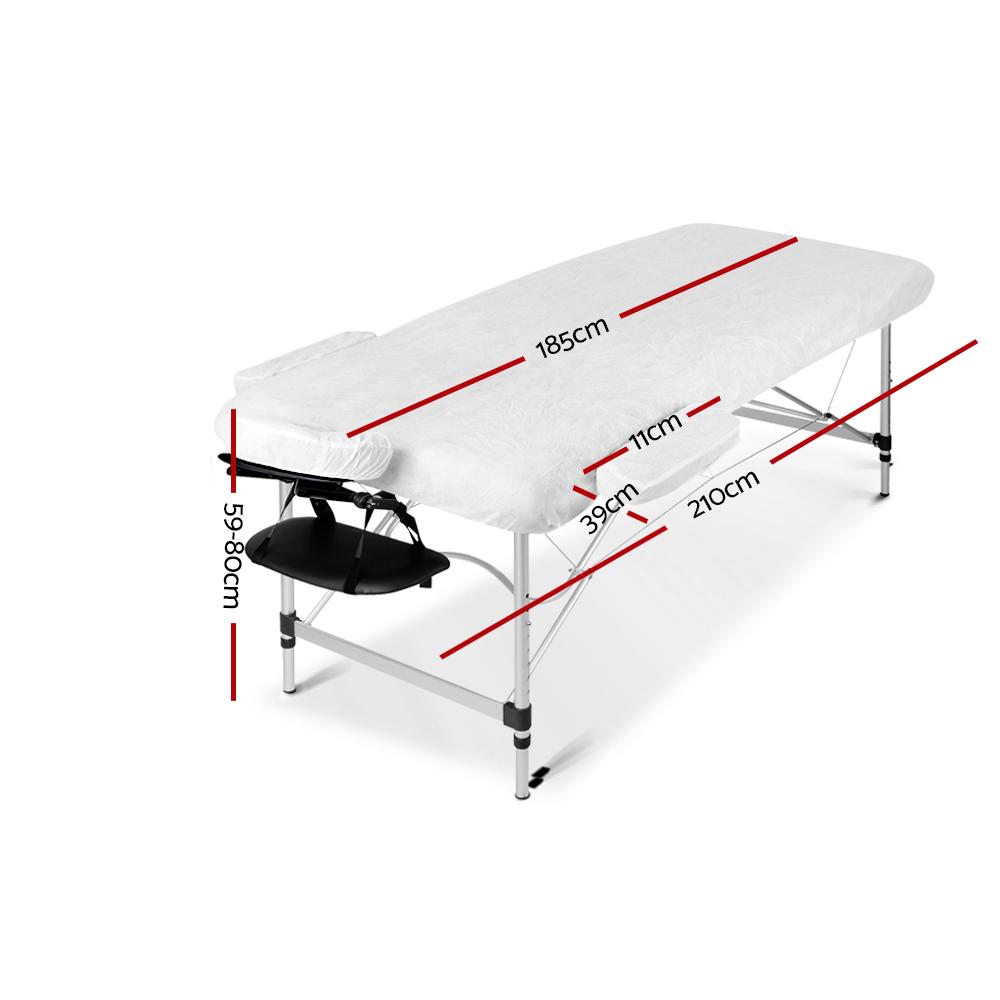 Zenses 3 Fold Portable Aluminium Massage Table in green and black, showcasing its sturdy design and adjustable features.