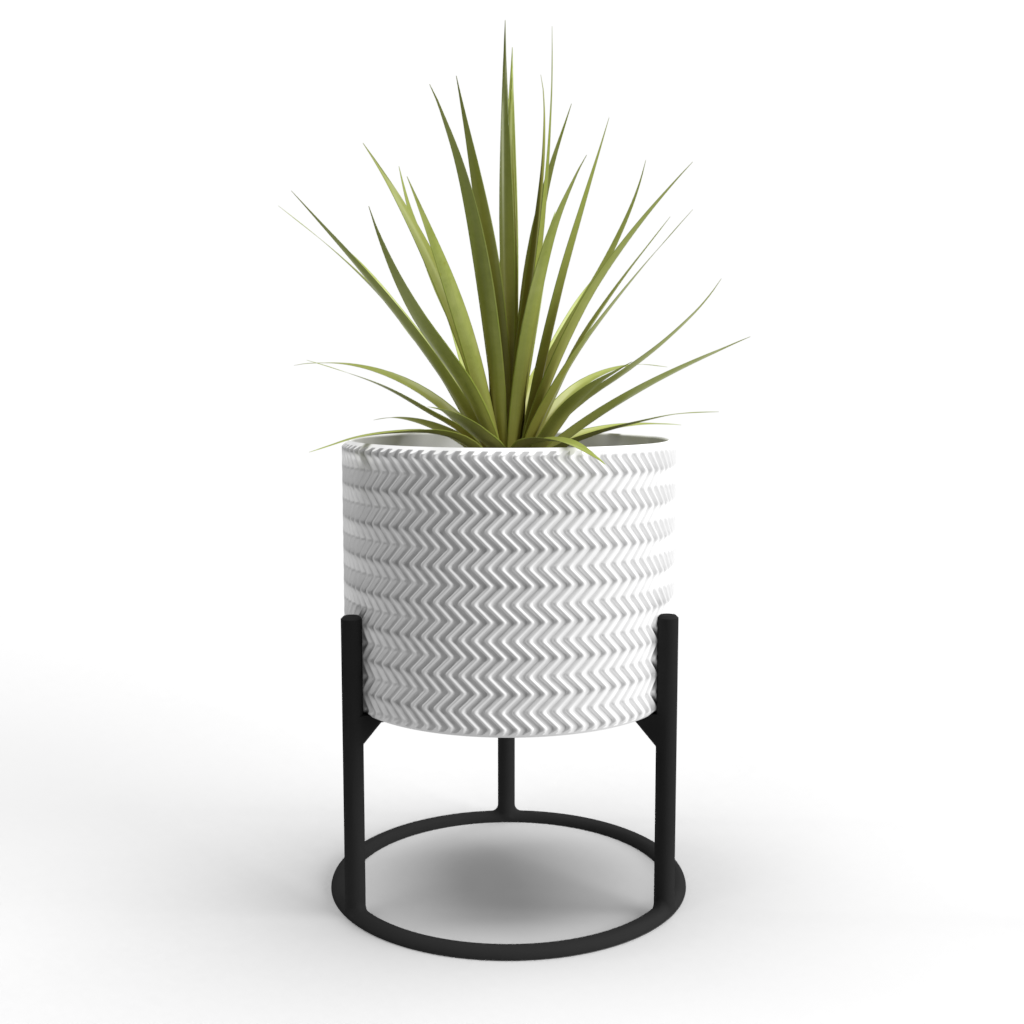 Zig-Zag Large 7" Planter made from eco-friendly bio-polymer, featuring a minimalist design and optional support.