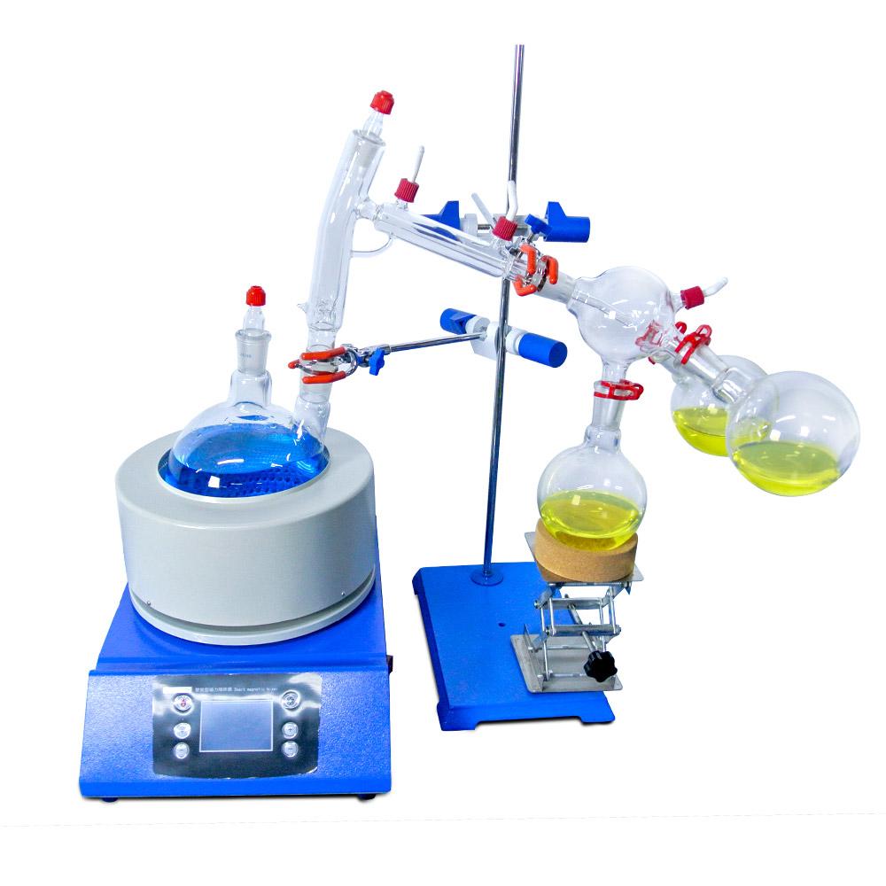 ZOIBKD 2L Short Path Distillation Set with vacuum pump and glassware, showcasing high-quality borosilicate glass components.