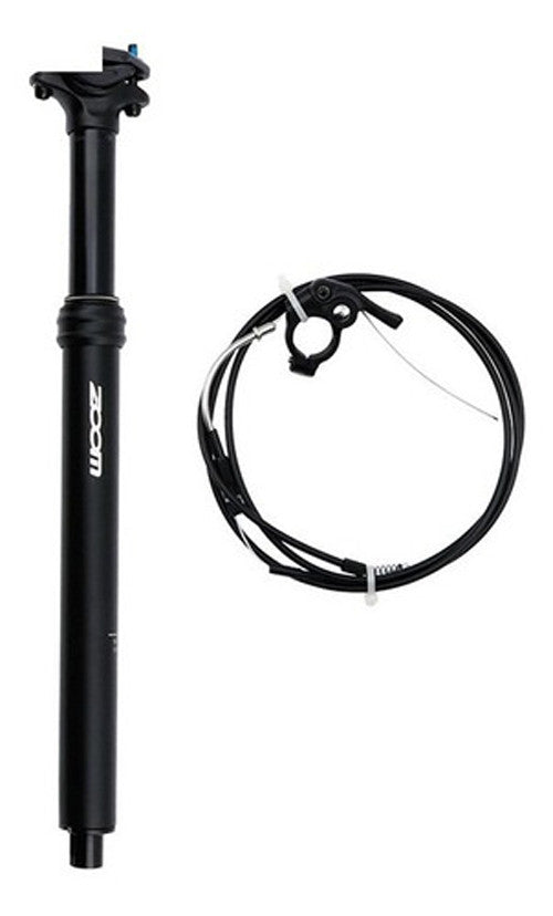 ZOOM MTB Adjustable seatpost with internal cable routing, 30.9mm diameter and 125mm travel, showcasing its sleek design and durable construction.