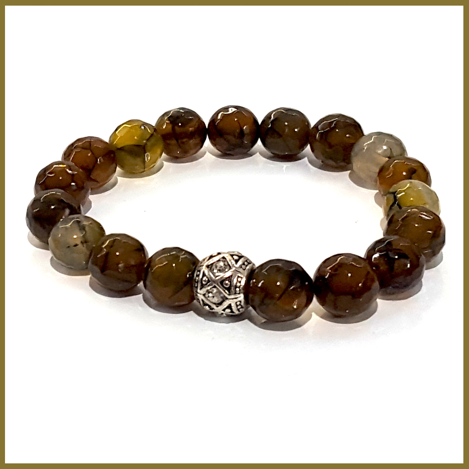 Brown bead bracelet with charm