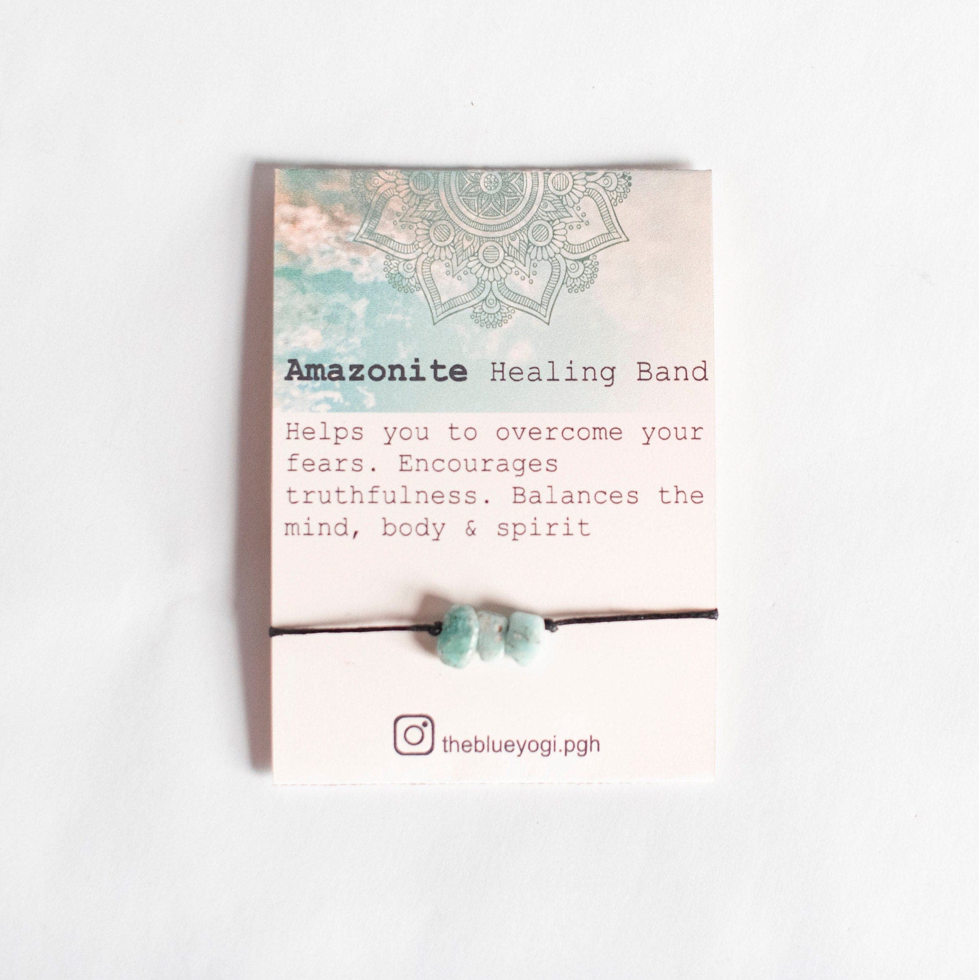 Amazonite Healing Band featuring natural gemstones with a tie closure, ideal for everyday wear as a bracelet or anklet.