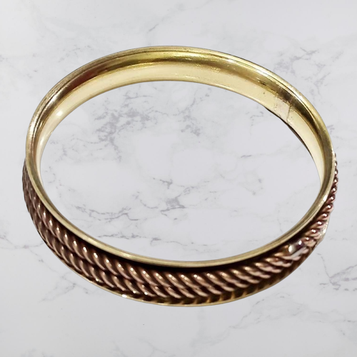 Bohotusk Rope Design Brass Bangle Bracelet showcasing its elegant rope design and brass finish.