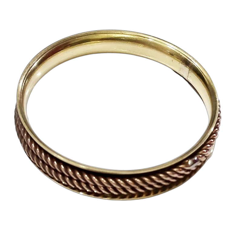 Bohotusk Rope Design Brass Bangle Bracelet showcasing its elegant rope design and brass finish.