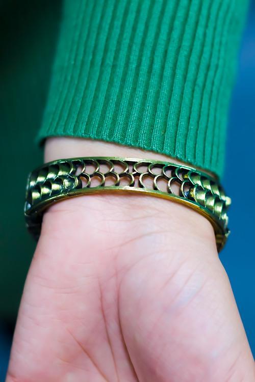 Antique Series Indigo Bracelet featuring high-quality brass with a blue accent, showcasing a vintage design.