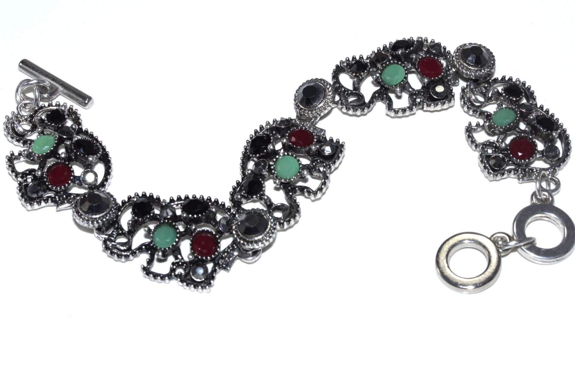 Circle Of Elephants Bracelet featuring sparkly design in multiple colors with toggle clasp.