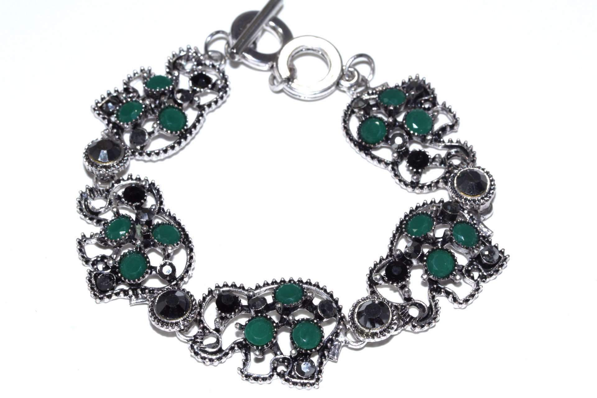 Circle Of Elephants Bracelet featuring sparkly design in multiple colors with toggle clasp.