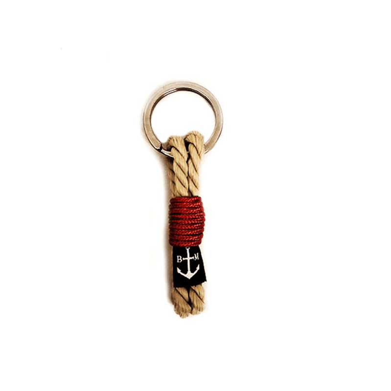 Classic Rope Handmade Keychain by Bran Marion featuring durable nautical ropes and stainless steel anchor, perfect for stylish key organization.