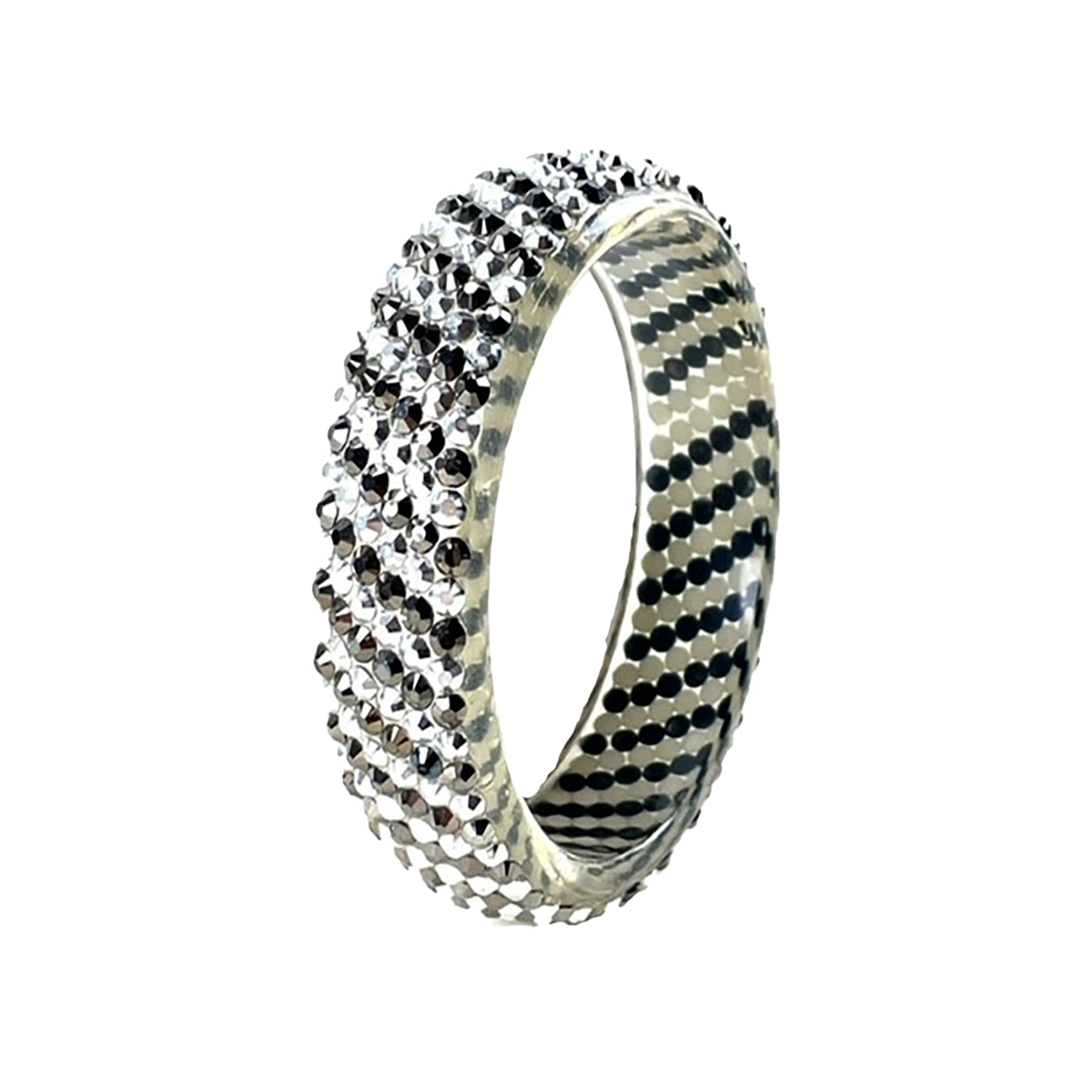 A stylish crystal studded bracelet featuring two-tone stones, elegantly designed for fashion-forward individuals.