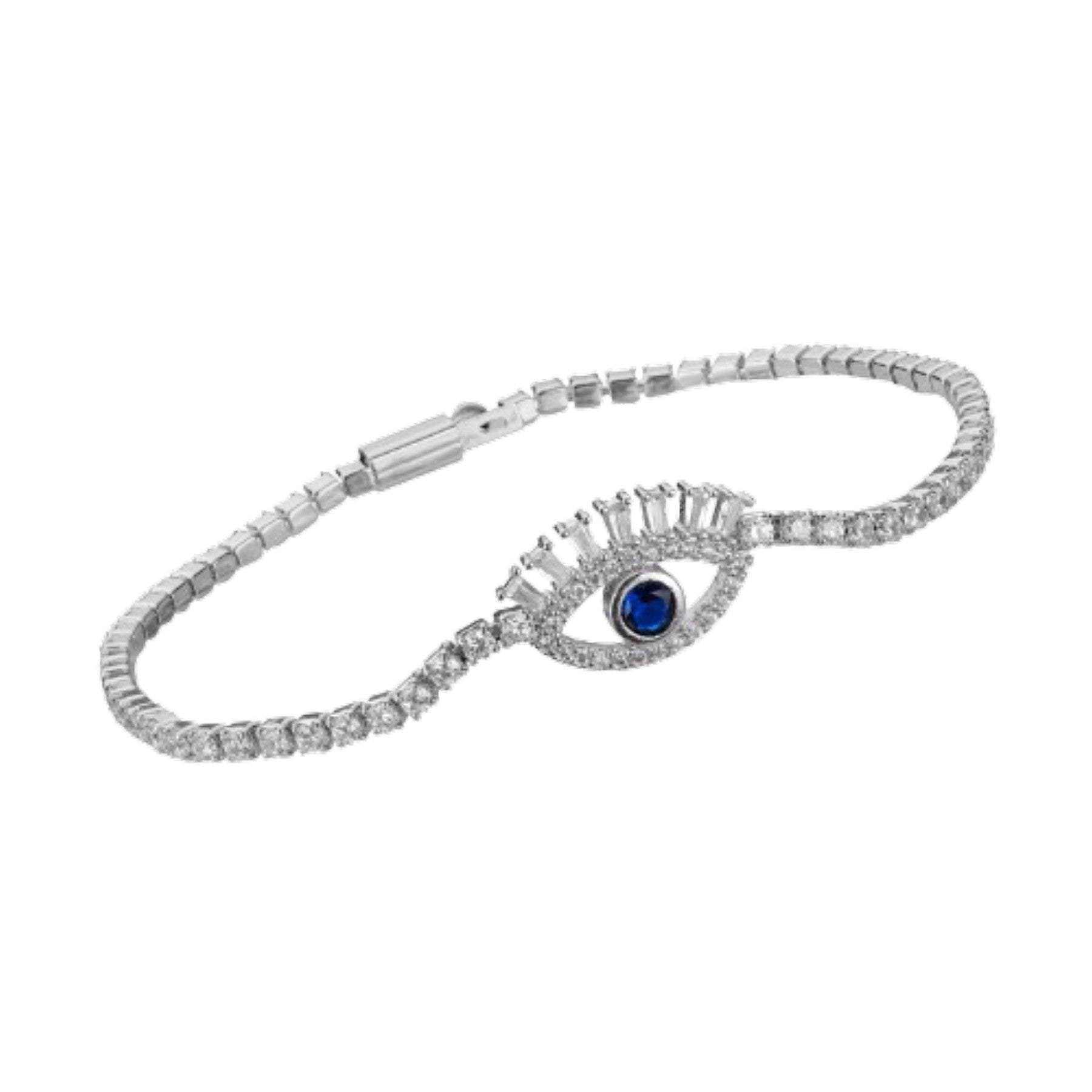 Evil Eye Lash Tennis Bracelet featuring a stylish evil eye charm, crafted from lead and nickel free materials, perfect for any occasion.