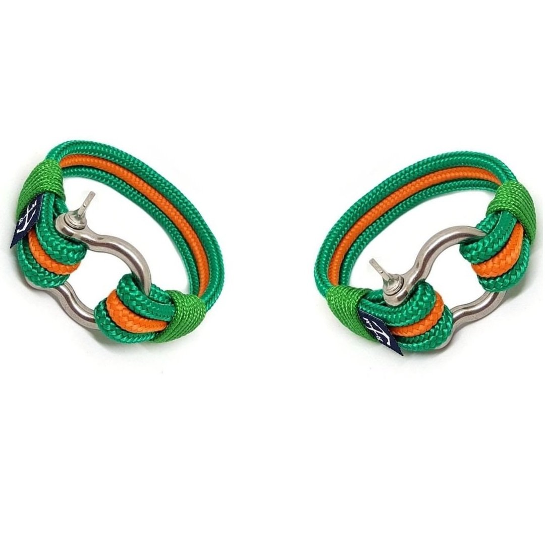 A vibrant green and orange nautical bracelet designed for couples, symbolizing love and connection.