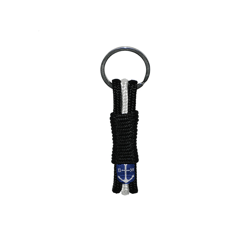 Harper Rope Handmade Keychain featuring a stylish black and white design, crafted from durable nautical ropes, perfect for car keys.