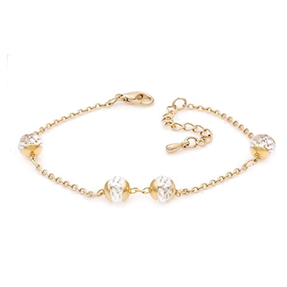 Madison 14K Gold Plated Chain Bracelet with Swarovski crystals, showcasing its elegant design and adjustable length.