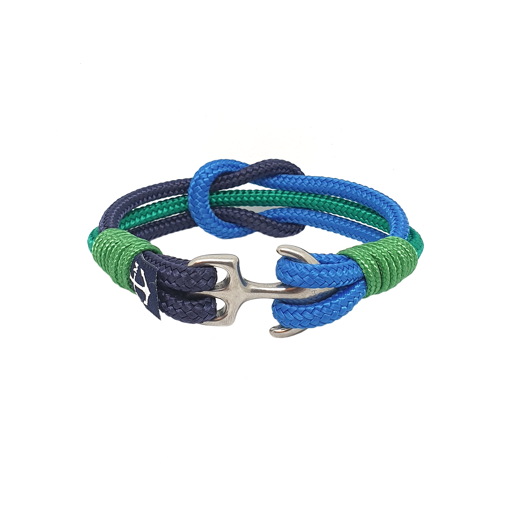 Otis Nautical Bracelet made of colorful sailing ropes with a stainless steel anchor, showcasing its elegant design and durability.