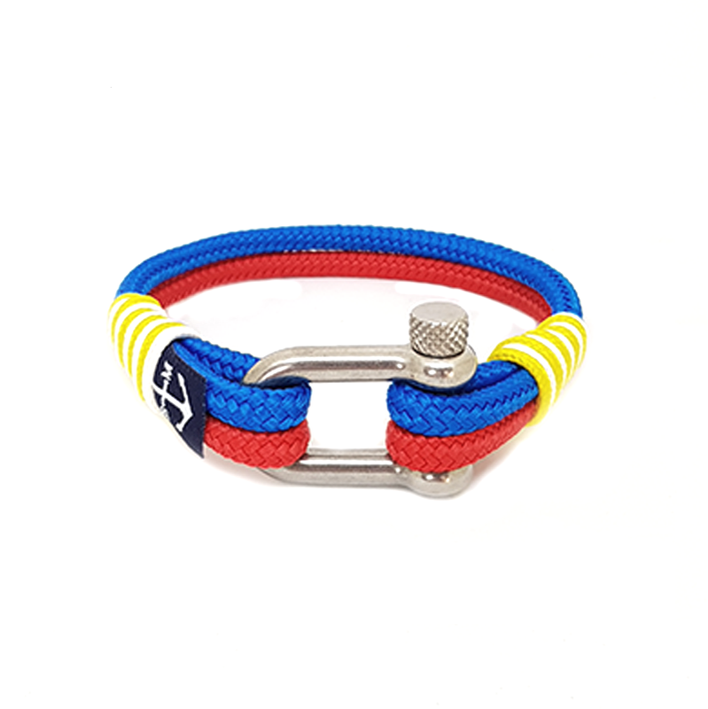 Philippines Nautical Bracelet featuring vibrant red, blue, and yellow colors, made from high-quality sailing ropes and stainless steel shackle.