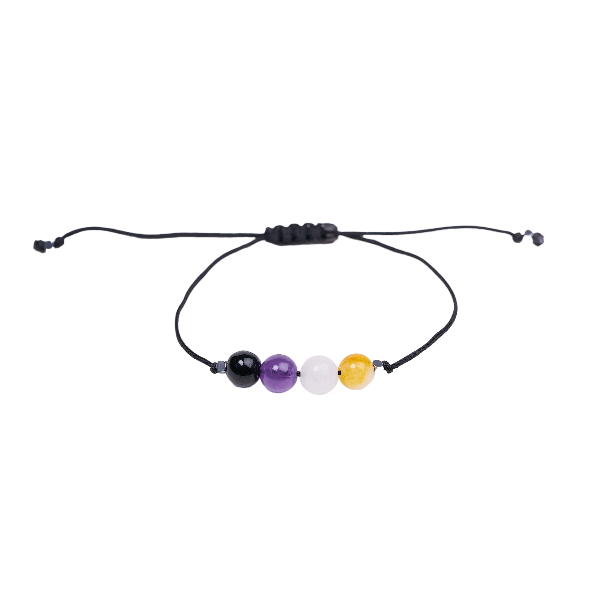 Pulsera de Orgullo No Binaria hecha a mano con ágatas naturales en colores vibrantes, ajustable y elegante.