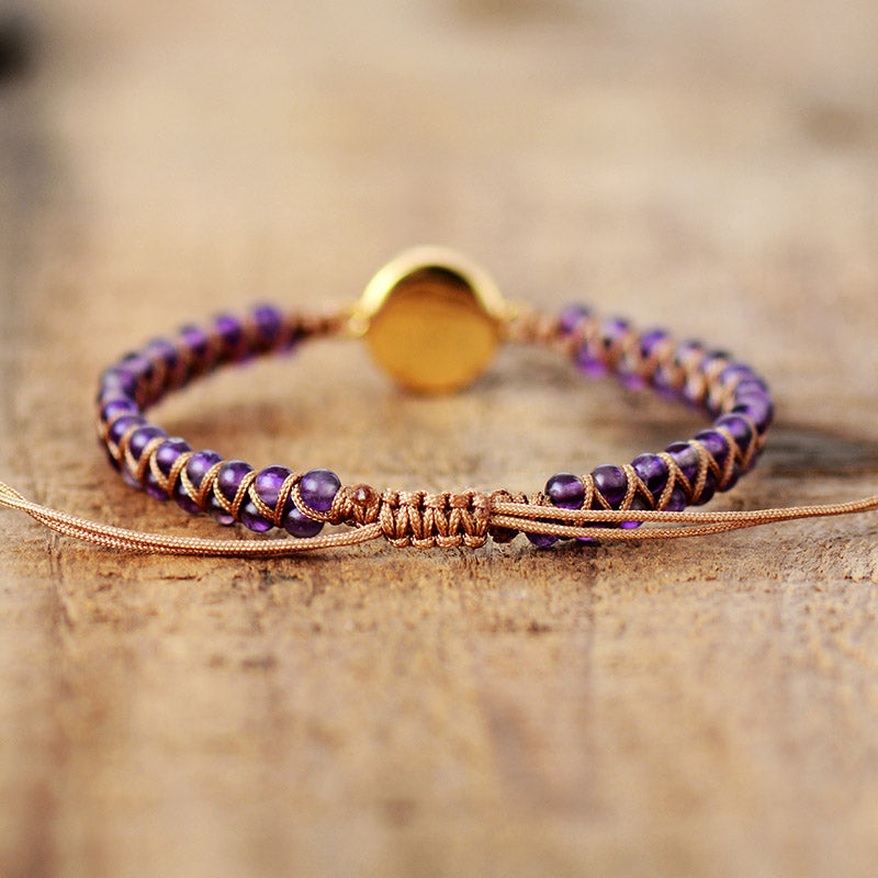 Elegant Stone Wrap Bracelet featuring Amethysts and Opal, showcasing a delicate design perfect for any occasion.