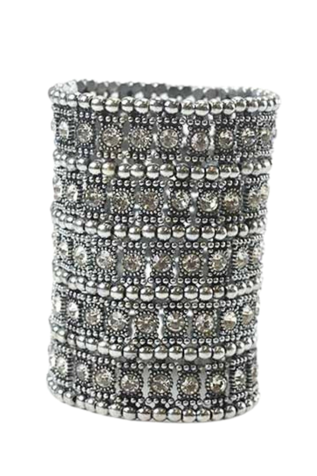 A beautiful stretchable studded crystal bracelet with sparkling crystals, perfect for any occasion.