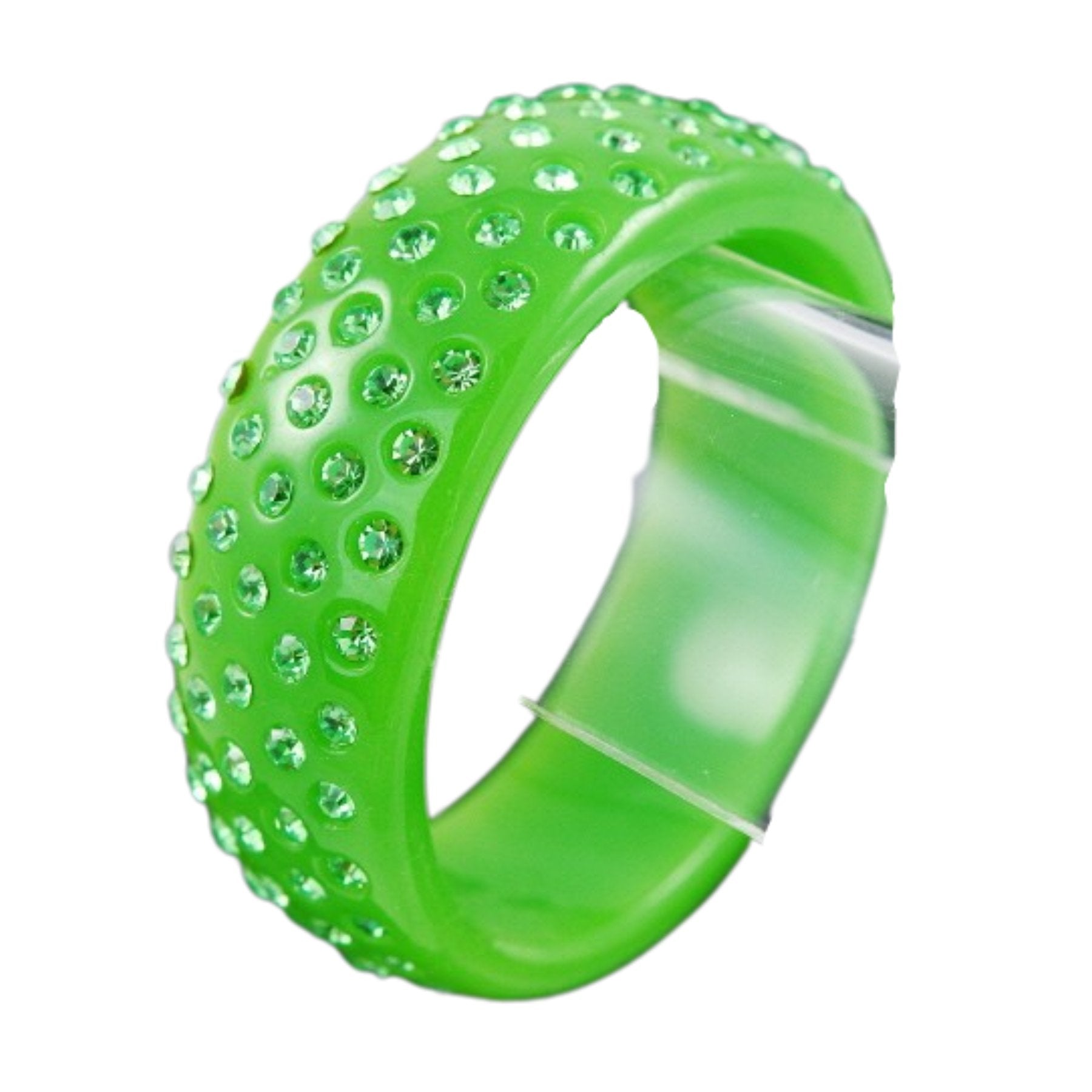 Stylish studded plastic bangle bracelet in vibrant colors, showcasing its unique design and comfortable fit.