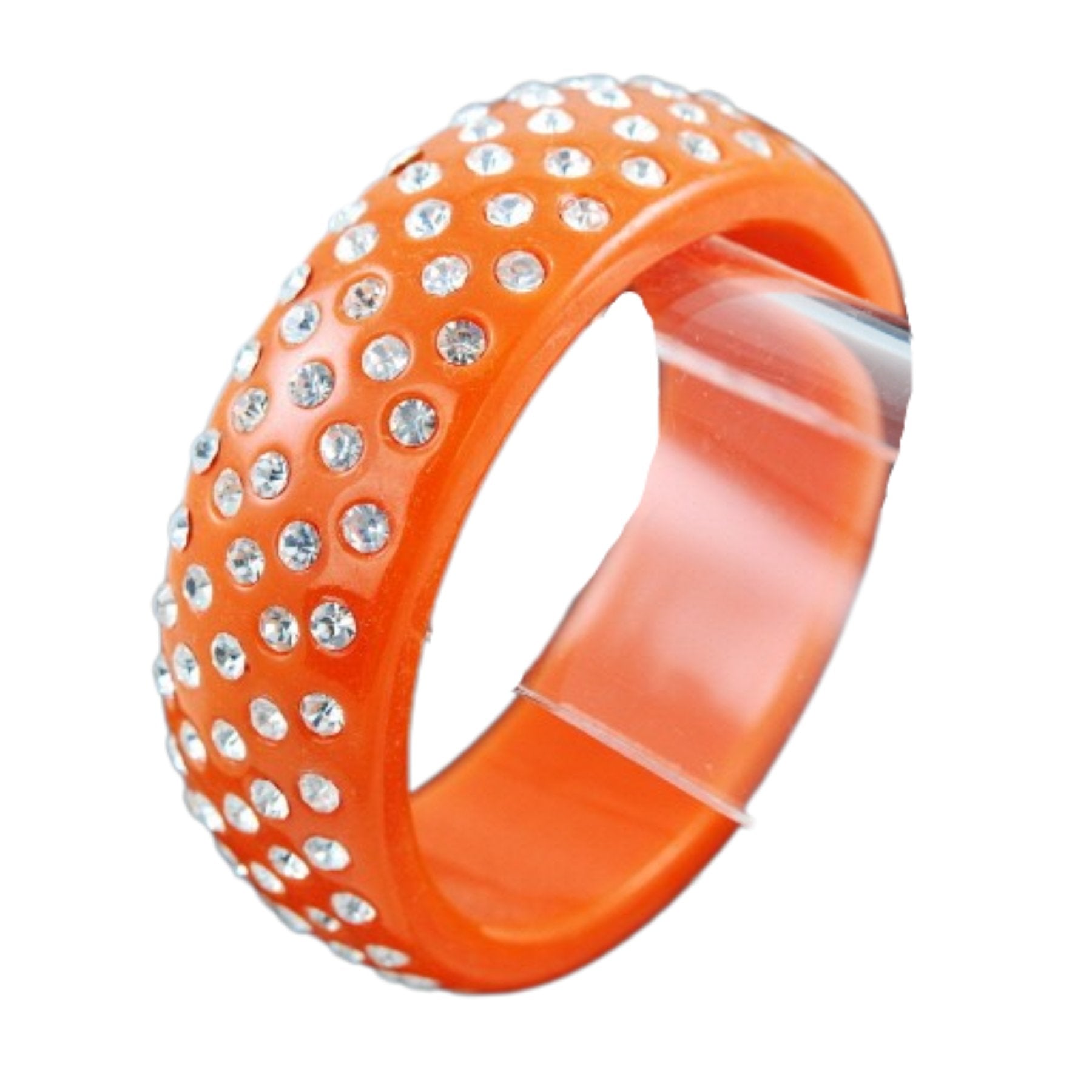 Stylish studded plastic bangle bracelet in vibrant colors, showcasing its unique design and comfortable fit.