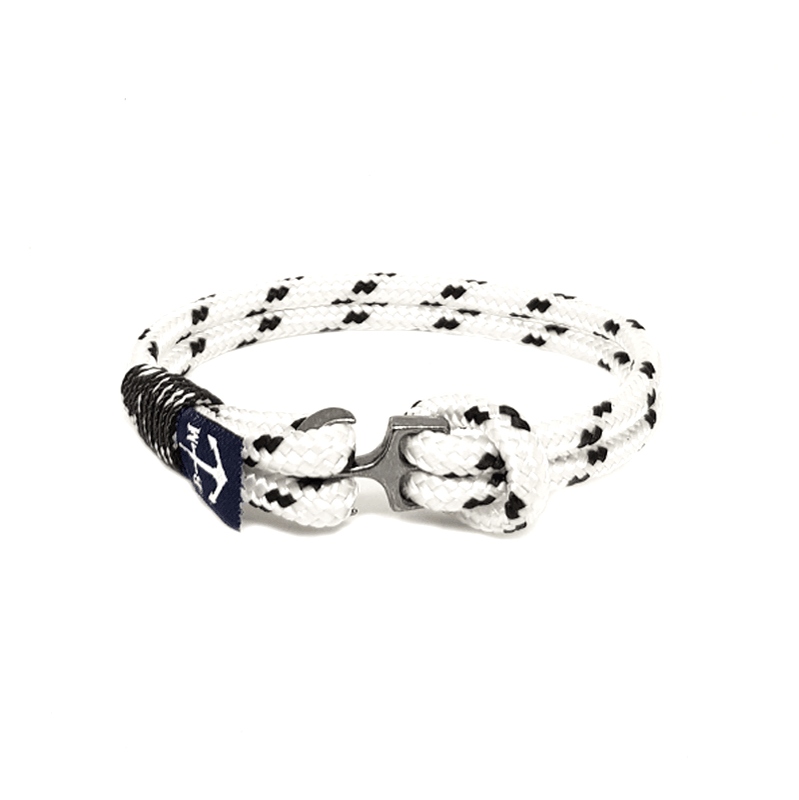 Tatev Nautical Bracelet made from high-quality sailing ropes with a stainless steel hook, showcasing a classic white design.