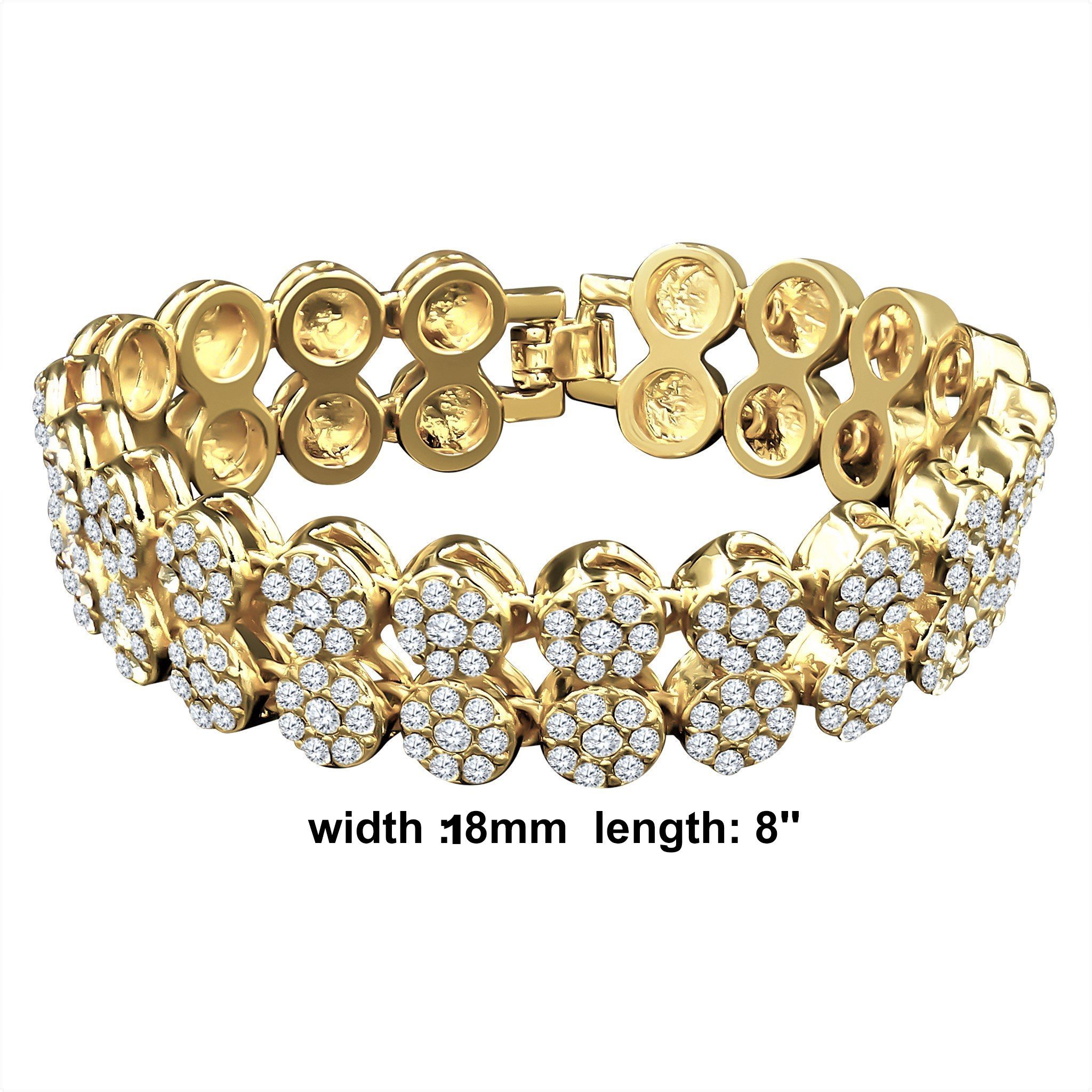 Two Row Crystal Flower Bracelet featuring silver and gold tones with sparkling flower crystal stones, elegantly designed for a luxurious look.