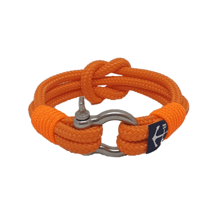 Ulster Nautical Bracelet featuring handmade orange nautical rope and stainless steel shackle, perfect for unisex wear.