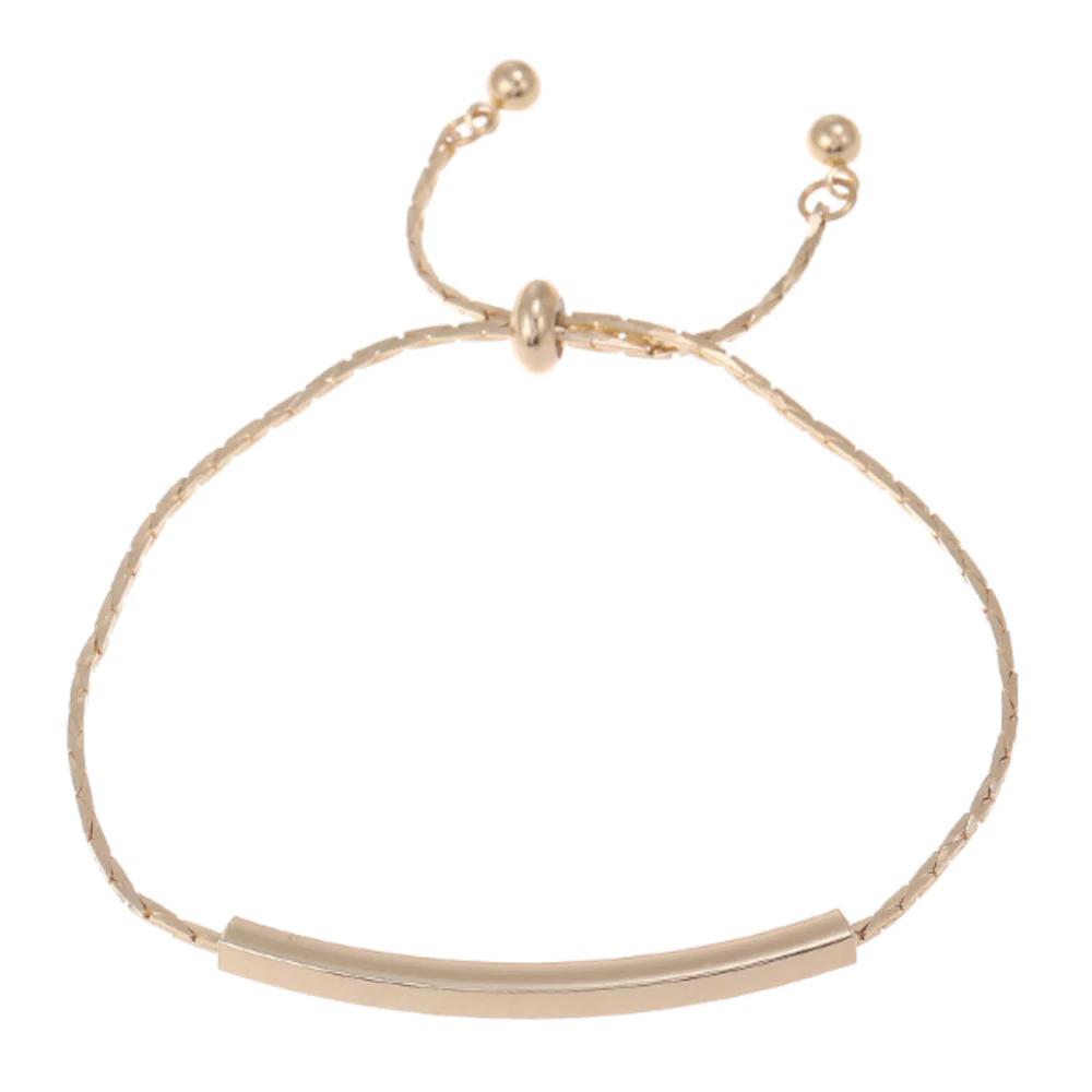 A stylish Women's Knot Style Bracelet with a Bar, featuring a gold plated finish and adjustable length for a perfect fit.