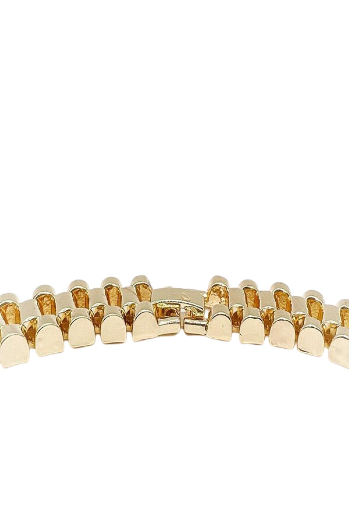 14KT Gold Plated 16mm Chain Bracelet with a fold-over clasp, showcasing its elegant design and shiny finish.