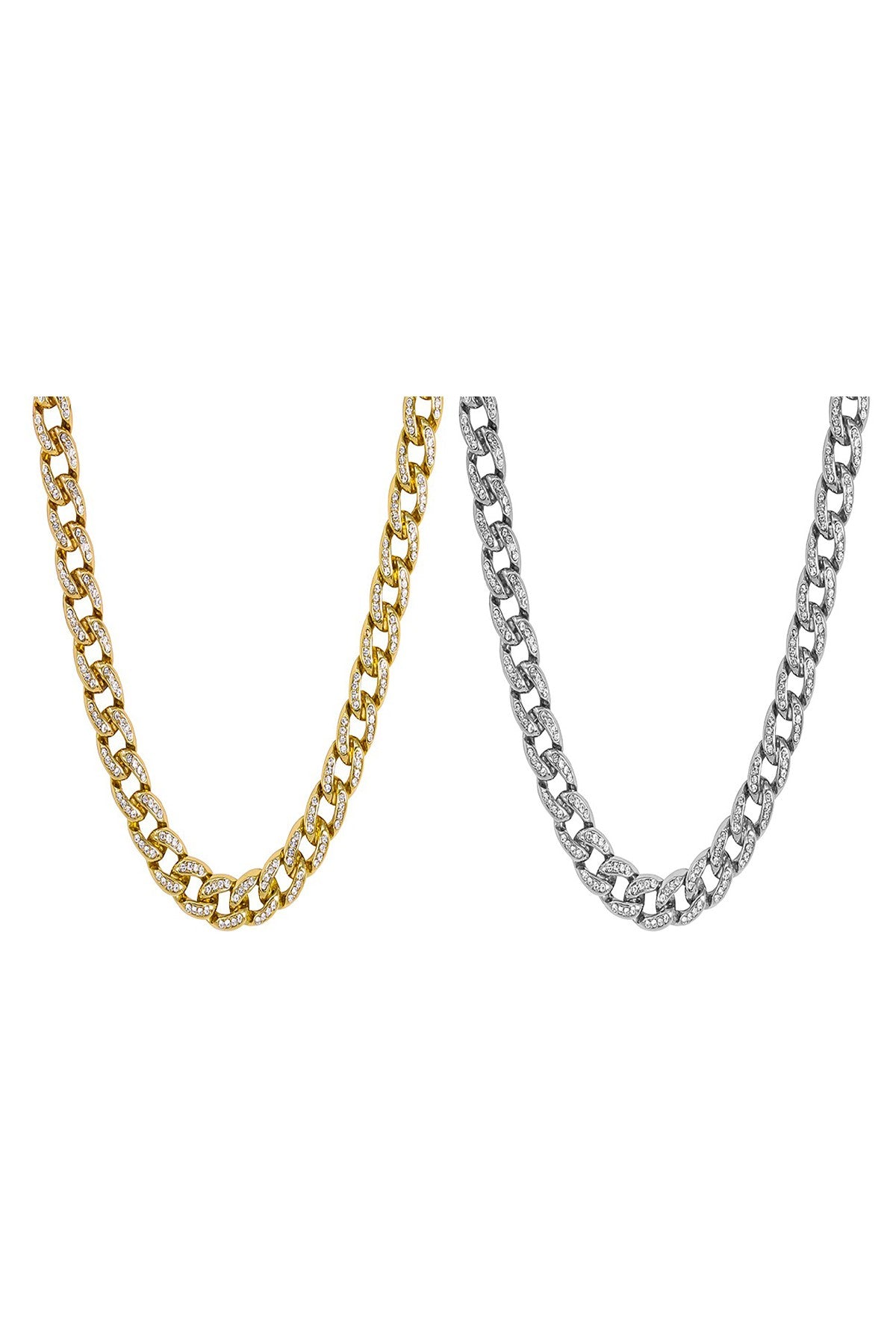 11MM iced Cuban hip hop chain with a fold-over clasp, showcasing its bold design and shiny finish.