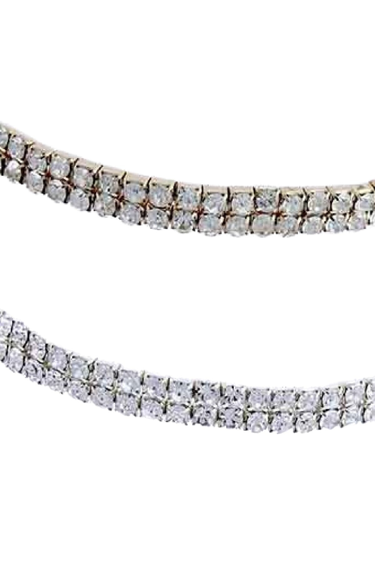 A stylish 2 lined crystal anklet with a stretch band, showcasing sparkling crystals on a delicate design.