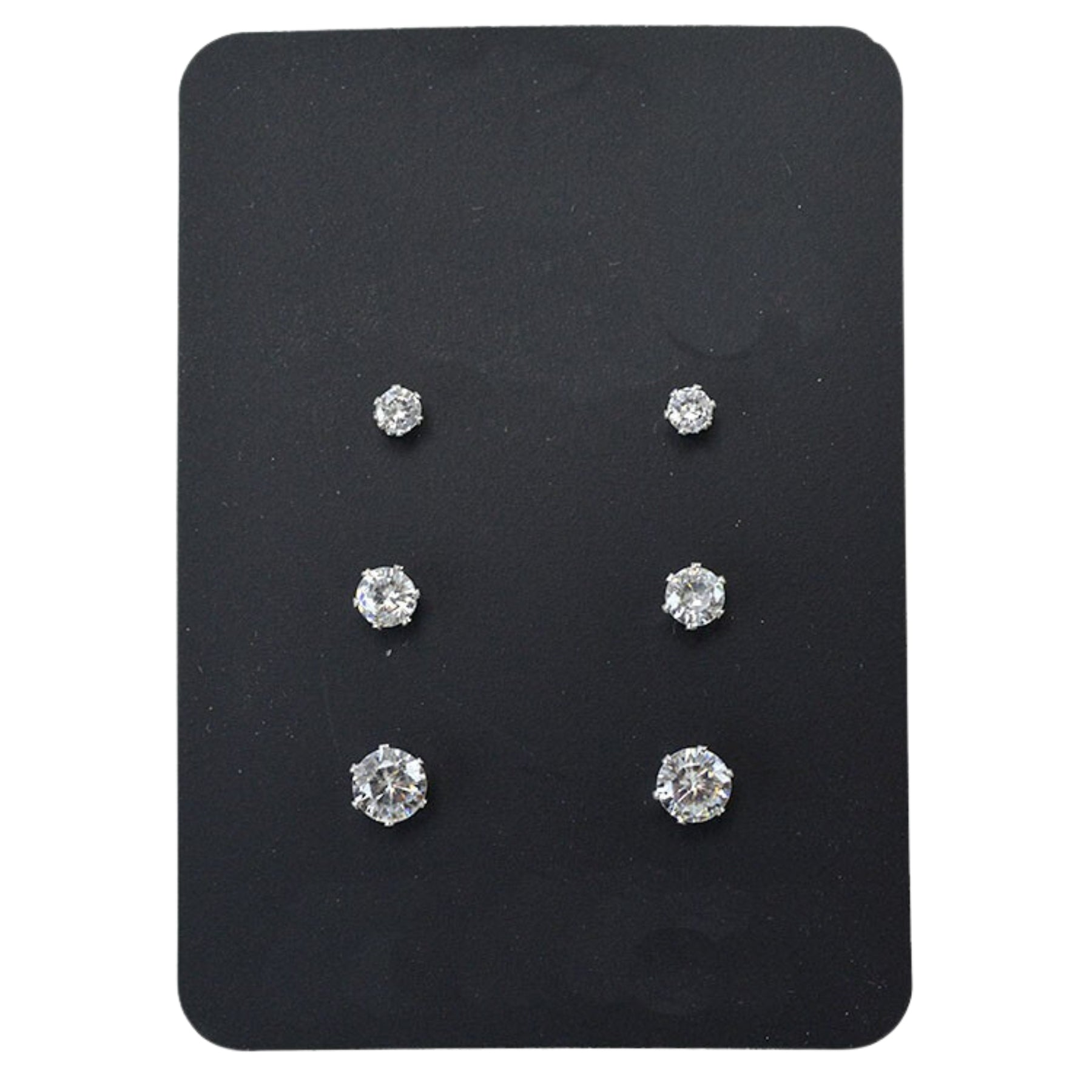 Three pairs of stylish stud earrings in a set, showcasing different designs suitable for various occasions.