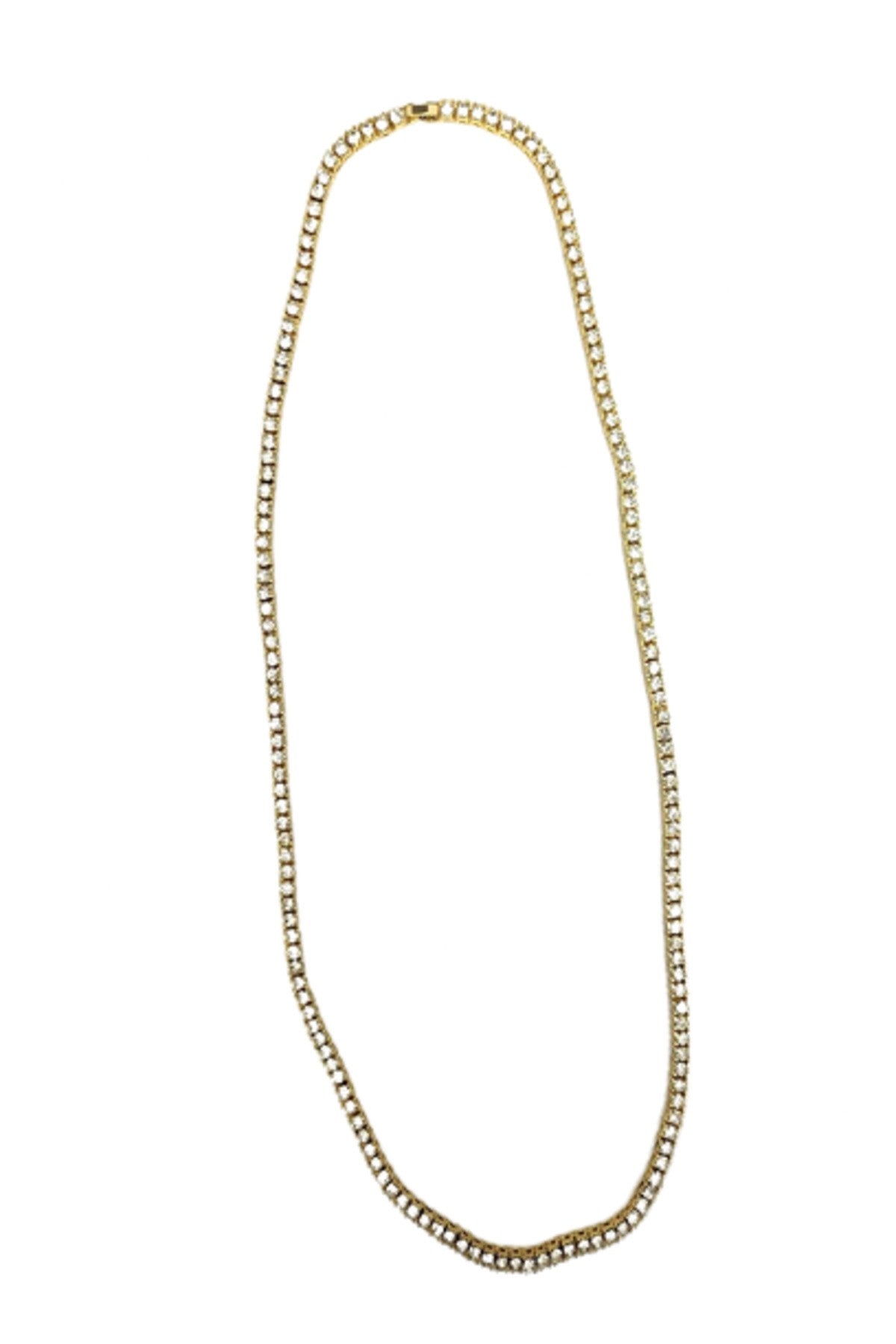 4MM Tennis Hip Hop Chain featuring round stone accents, gold and silver clasps, showcasing a stylish design.